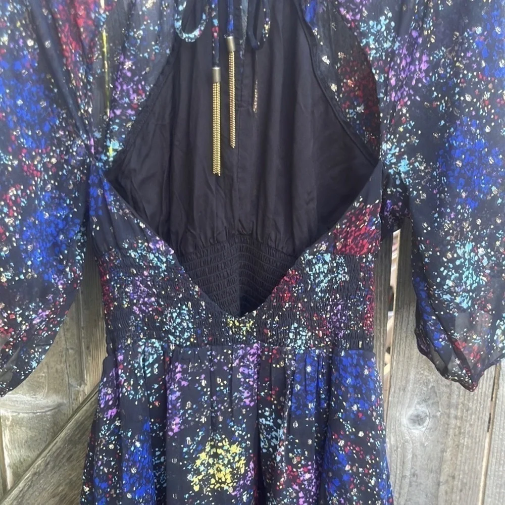 EUC Free People Anna Open Back Dress Black Floral Size Medium